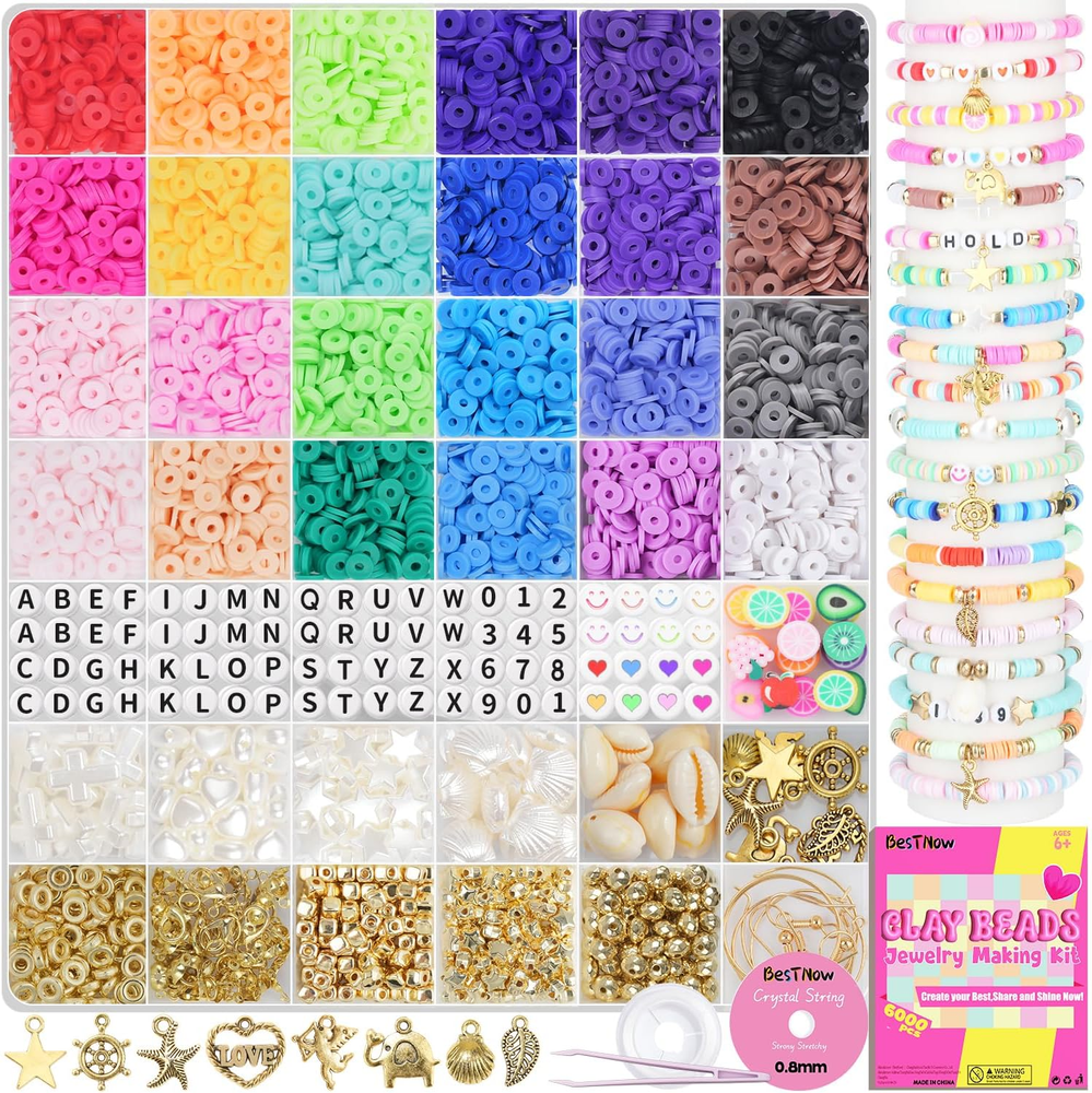 Preppy Clay Beads Bracelet Kit 6000 Pcs for DIY Jewelry Making
