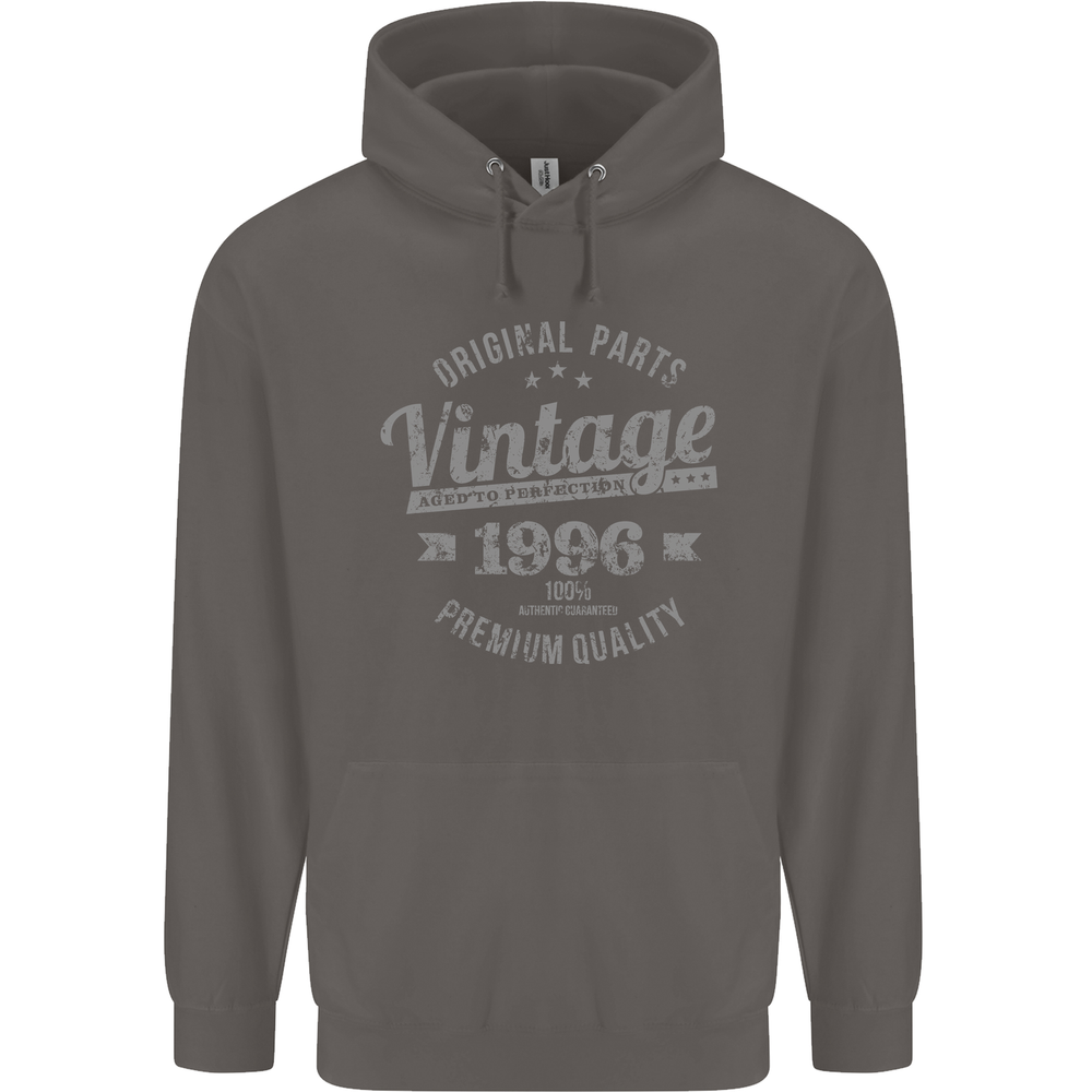 Vintage Year 28th Birthday 1996 Mens 80% Cotton Hoodie Charcoal