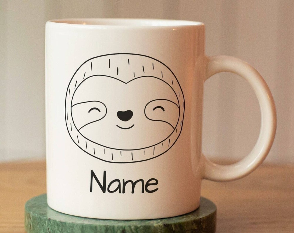 Custom Name Sloth Mug - Personalized Kids Cup Gift With Name