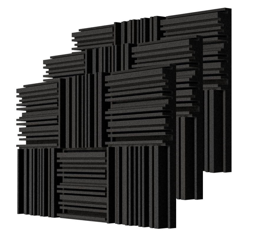 18PCS Black Self-Adhesive Acoustic Foam Panels for Wall & Ceiling Soundproofing