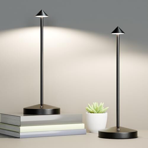 2Pack Cordless Table Lamp, Rechargeable Battery Operated Lamp 4000mAh Black
