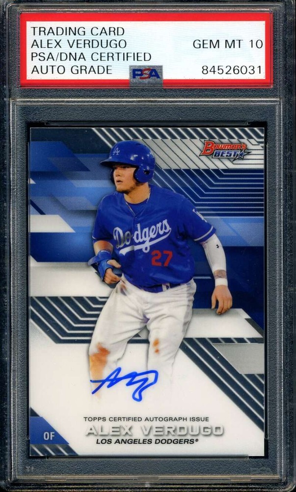 Alex Verdugo Gem Mint 10 PSA DNA Signed 2016 Bowmans Best Rookie Autograph