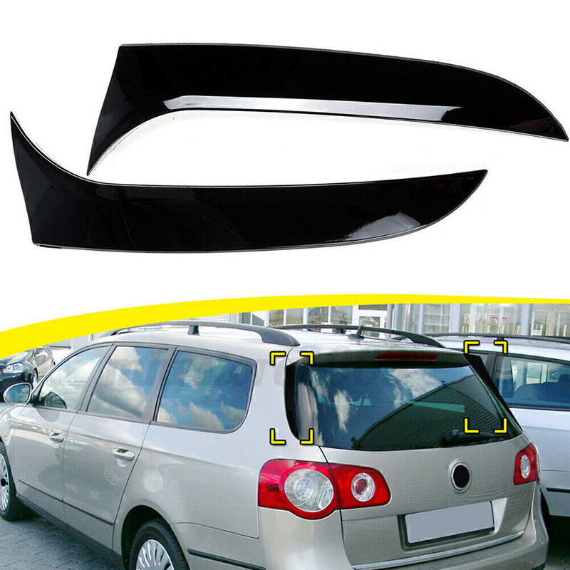 Rear Window Side Wing Spoiler Glossy Black For VW Passat B6 Wagon Variant 06-10