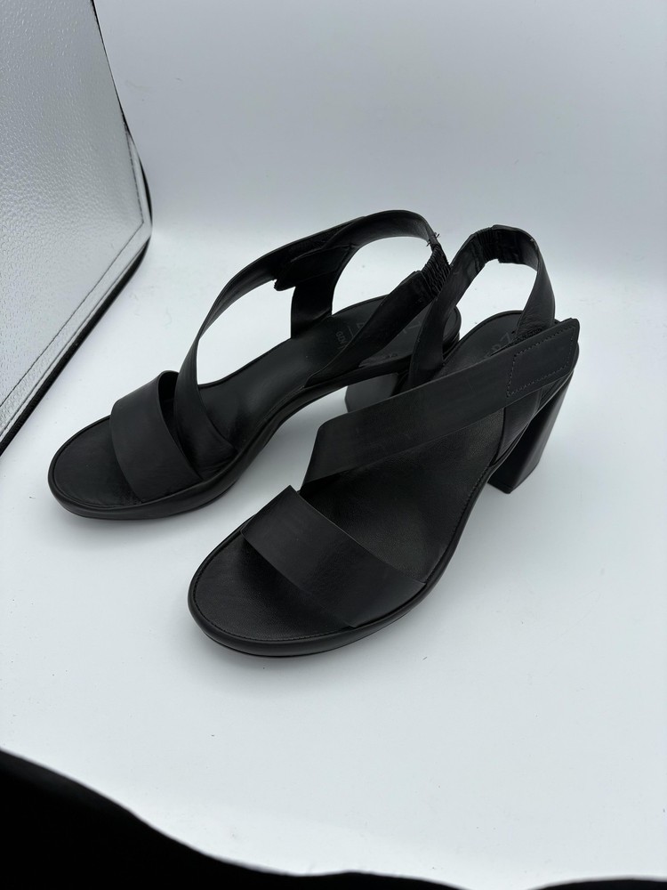 Naturalizer Shoes Womens Size 8.5W Black Leather Slingback Sandals Block Heel