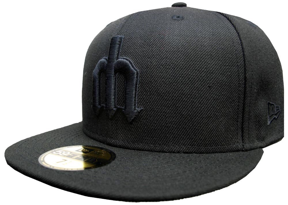 Gorra New Era Seattle Mariners Cooperstown M negra sobre negra 59Fifty ajustada