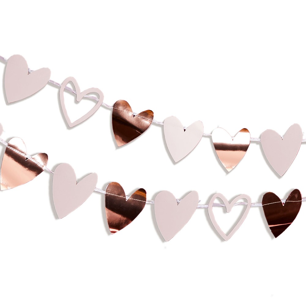 Valentines Day Banner Bunting Pink Gold Heart Party Decoration Garland 2 Metres