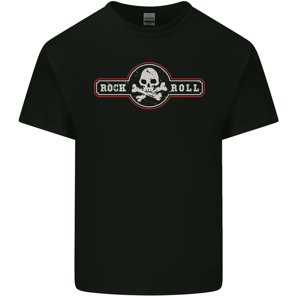 Rock n Roll Music Skull Mens Cotton T-Shirt Tee Top