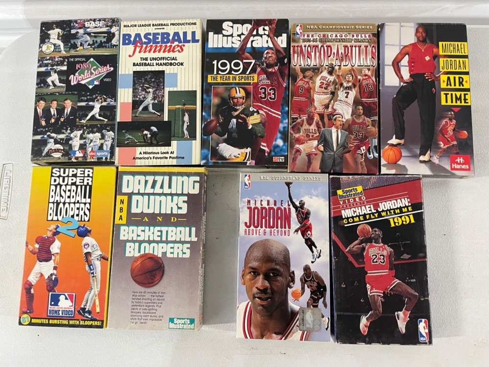 Vintage 90s VHS Lot of 9 Sport Tapes Micheal Jordan Bulls, Baseball World Series