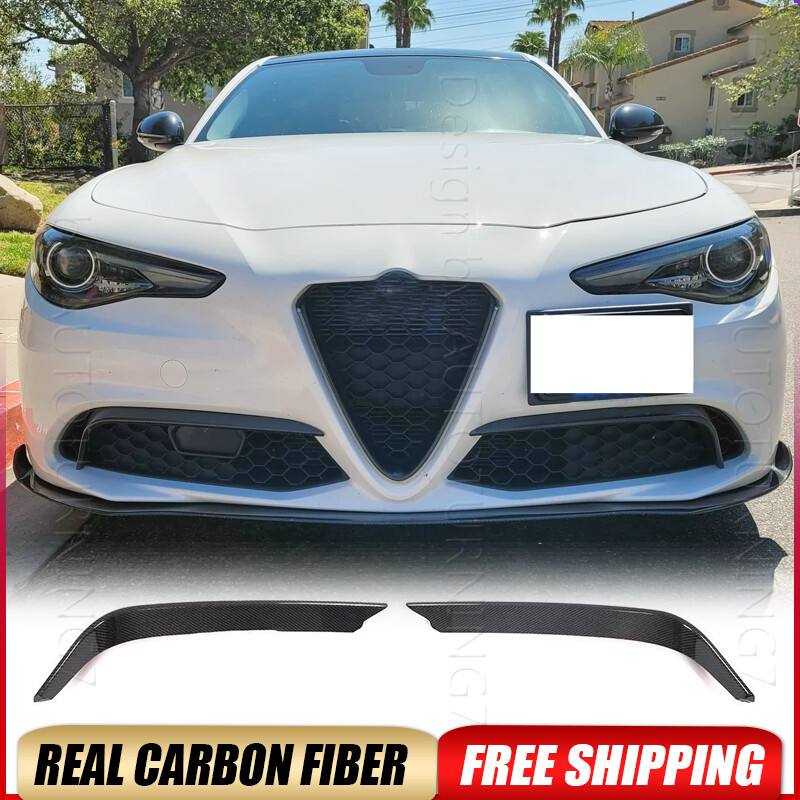 REAL CARBON Fog Light Splitter Canard Fin Cover For Alfa Romeo Giulia Base 2015+