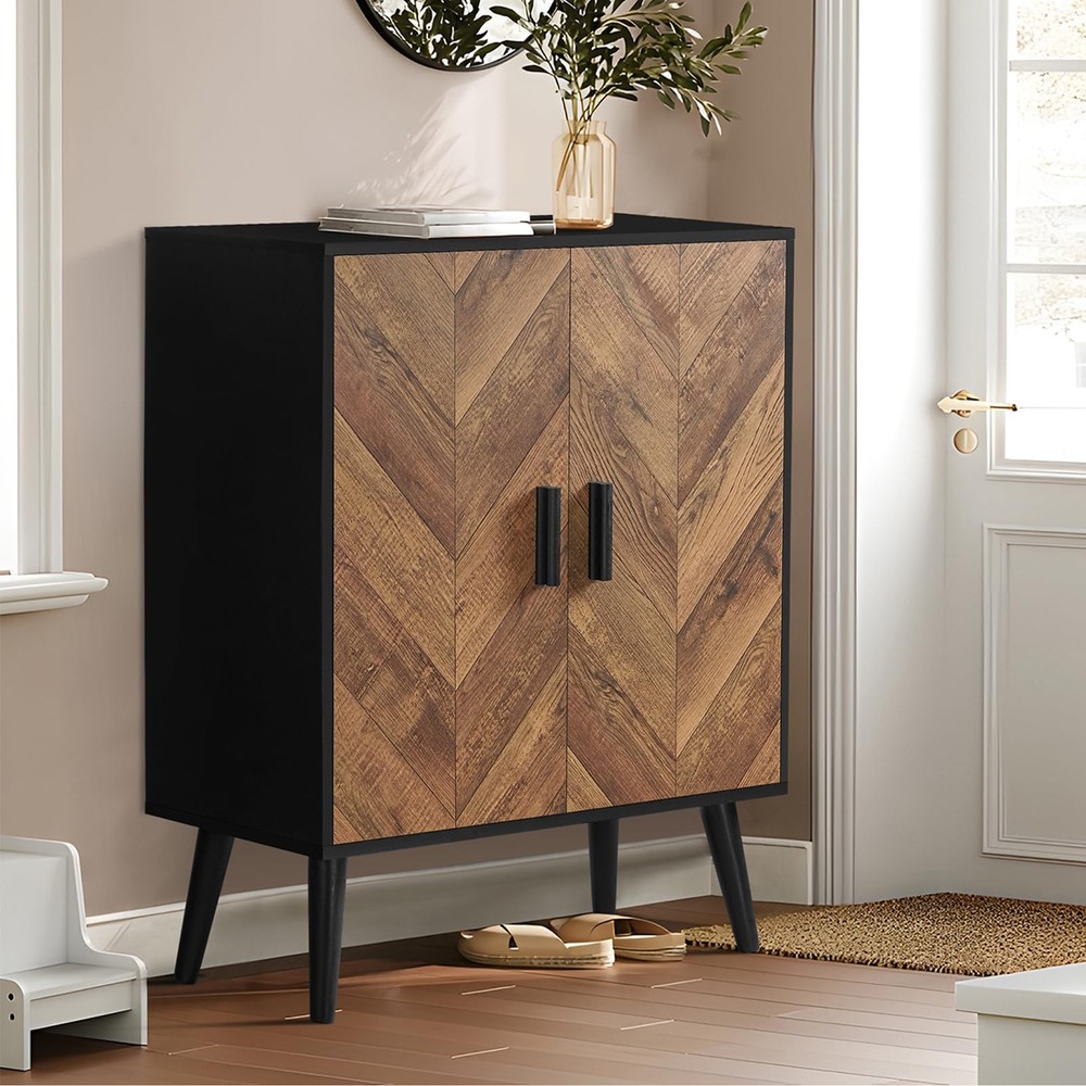 2-Shelf Storage Cabinet with Doors - Sideboard Buffet for Home Organization