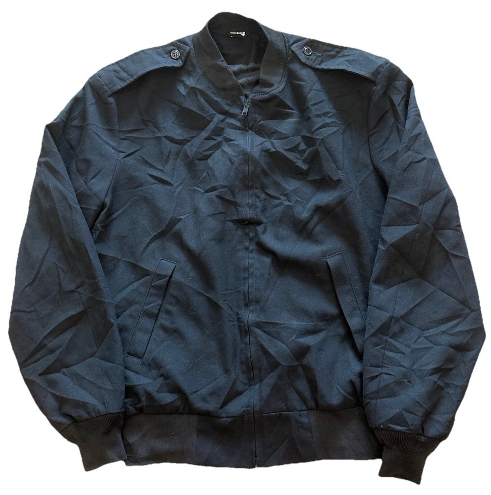 USN Navy Black Bomber Windbreaker Military Jacket Men Size 38 Regular