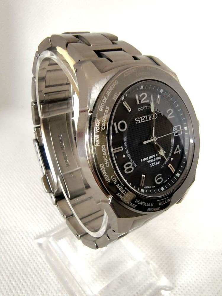 Seiko Brightz Titanium World Time Watch 7B25 0AC0 Radio Solar Rare