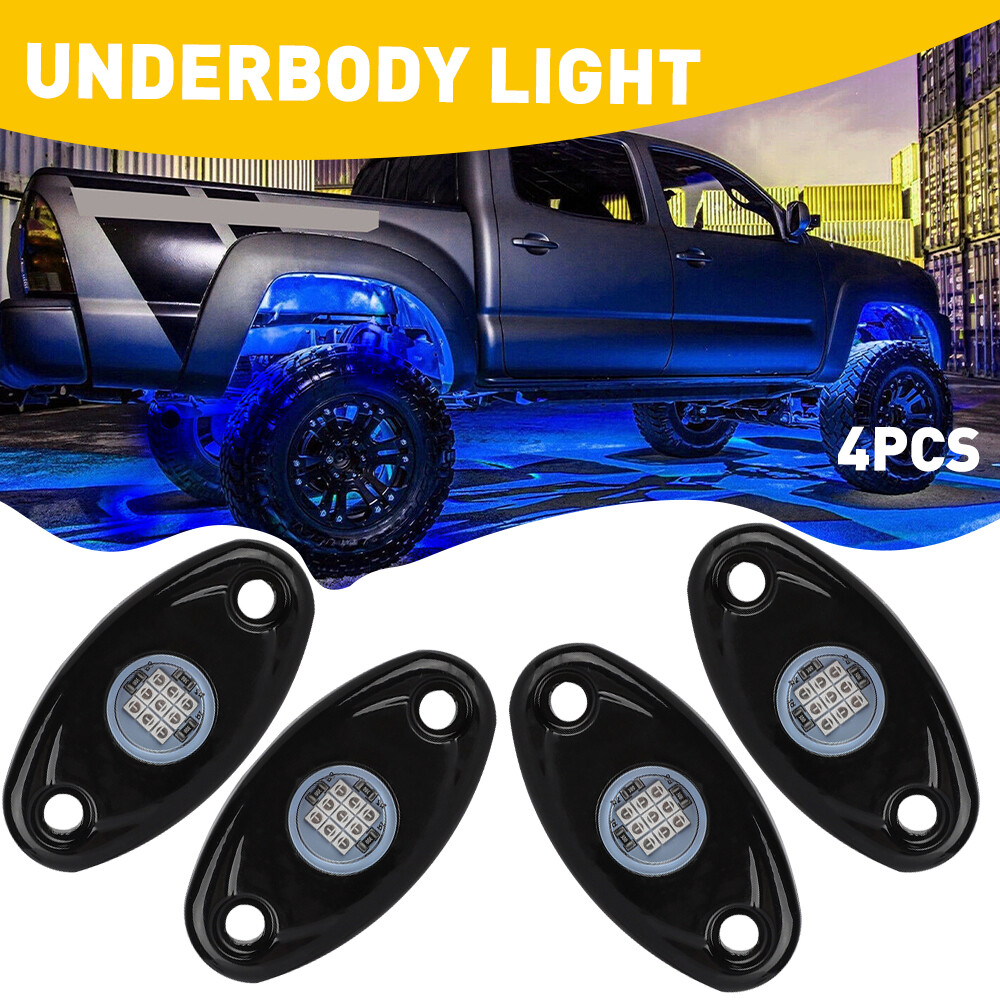 Blue Pods LED Rock Lights For Off-Road UTV ATV Truck 4Pods Underbody Wheel Light