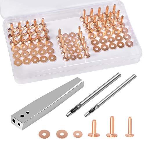 JUNESunShine 84Pcs, Copper Rivets and Burrs, #9 and #12 Burrs  Assorted Colors