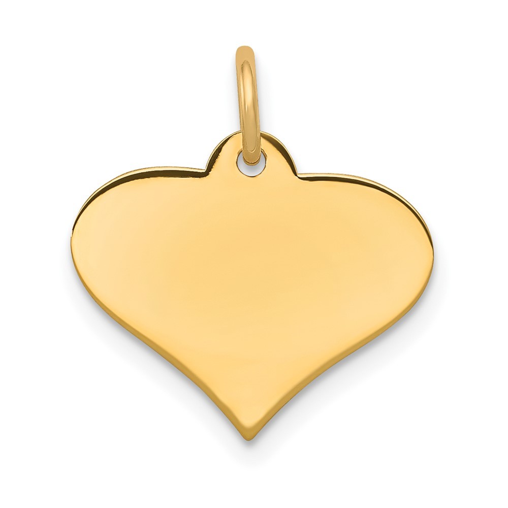 14K Yellow Gold Plain .011 Gauge Engraveable Heart 19x21mm Disc Charm Pendant