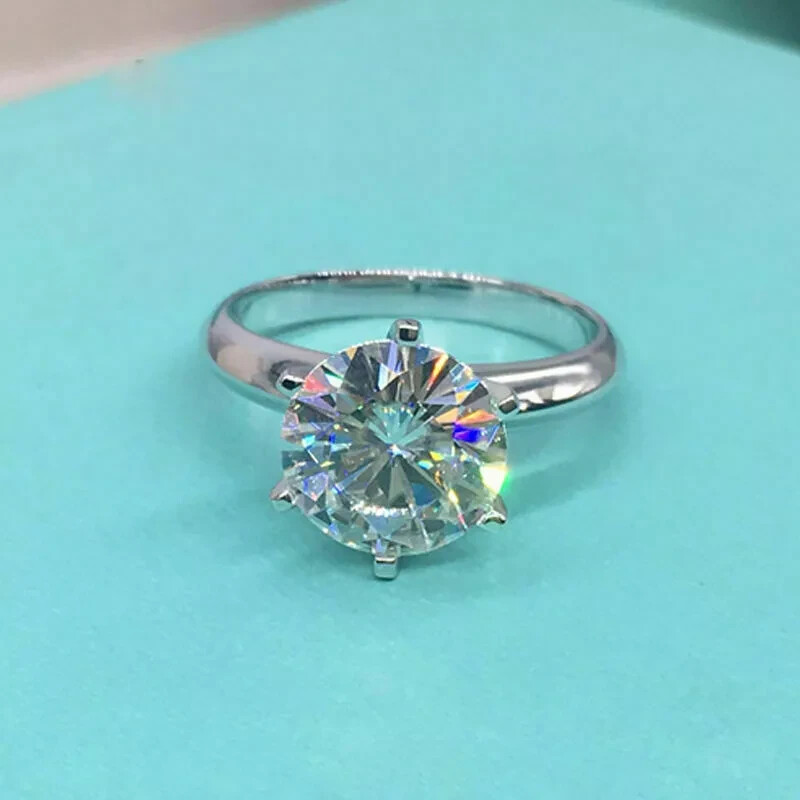 2CT Round Cut Moissanite Engagement Ring in 14k Yellow Gold Plated