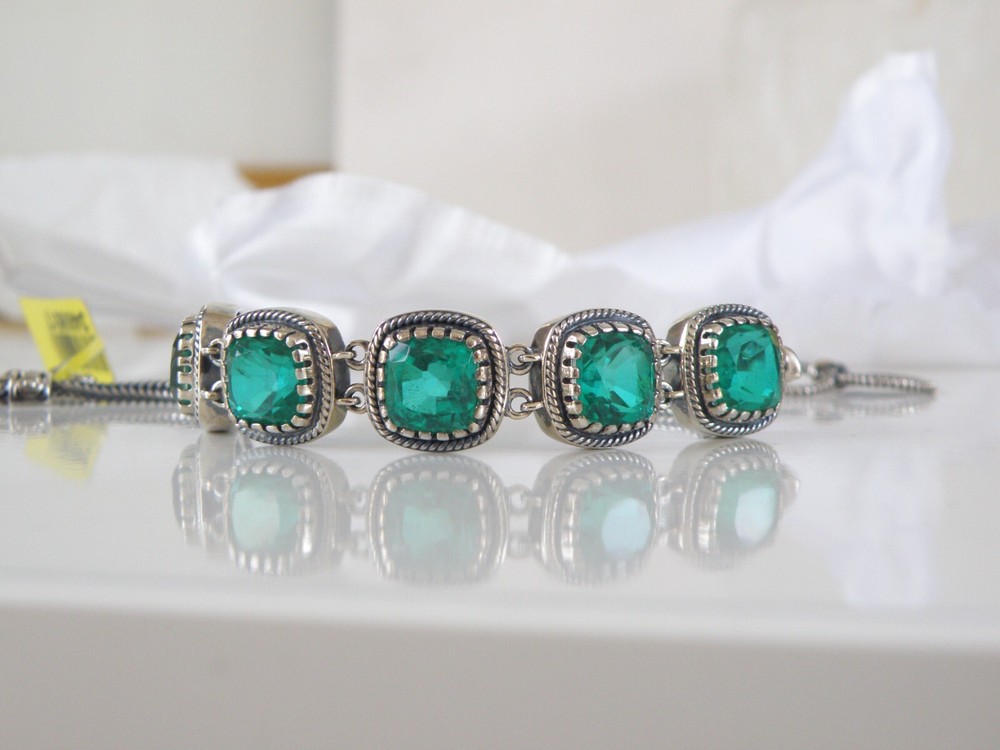 Sterling Silver Green Fluorite Adjustable Tennis Bracelet