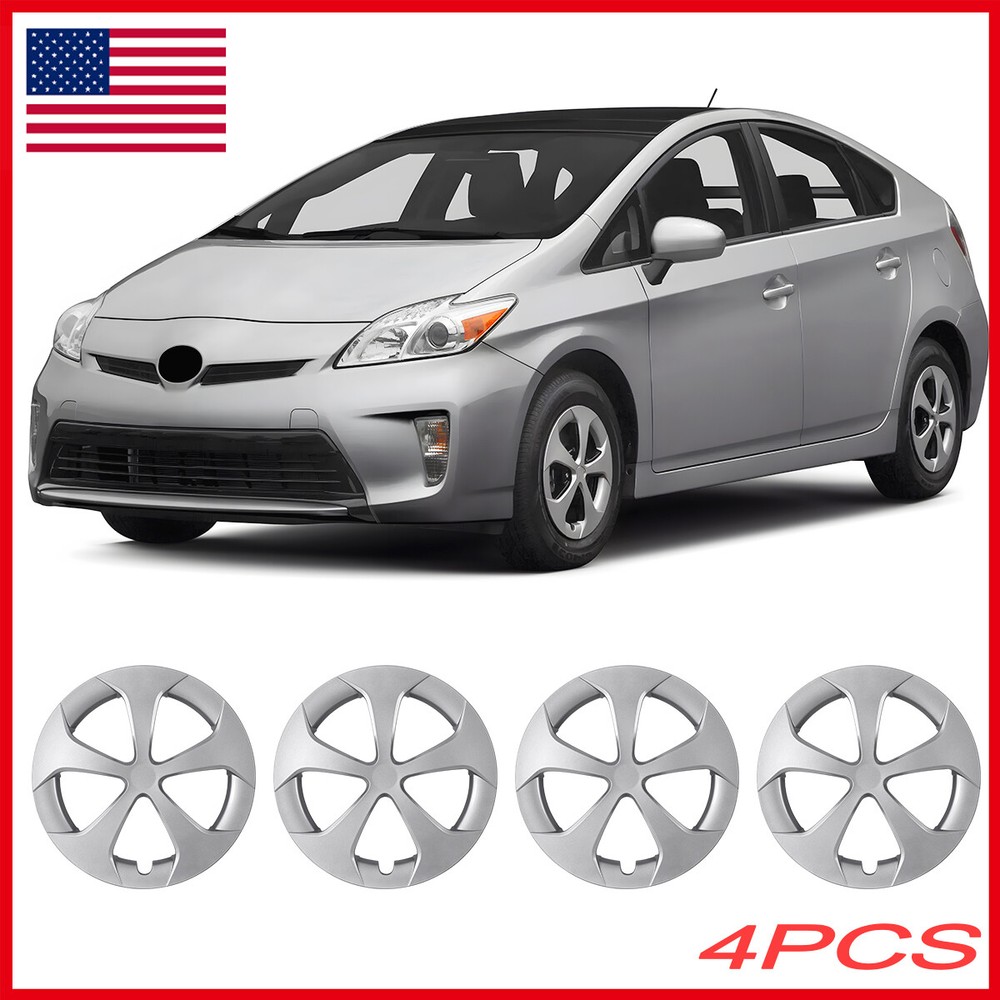 4PCS 15-Inch Silver Spoke Hubcap Wheel Covers for 2010-2015 Toyota Prius