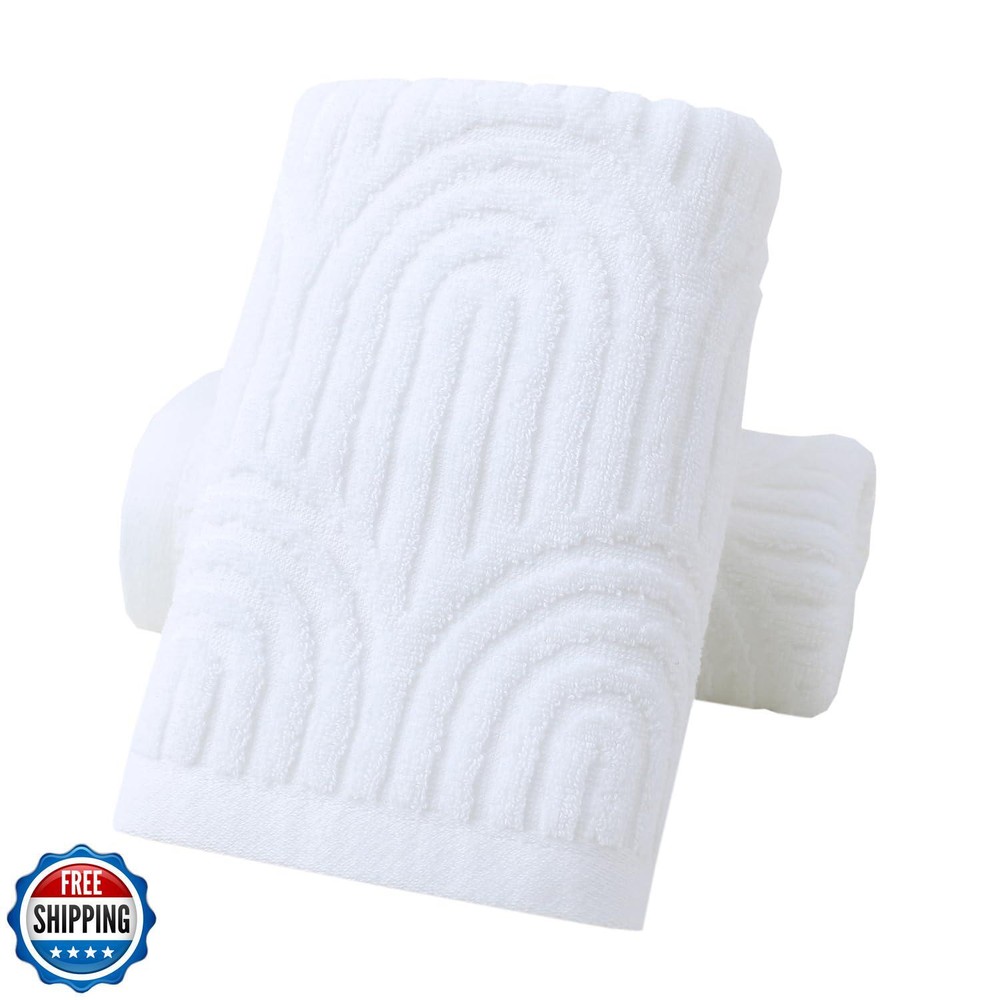 Pidada 2-Pack Striped Cotton Hand Towels Soft Absorbent Decorative Bath Towels