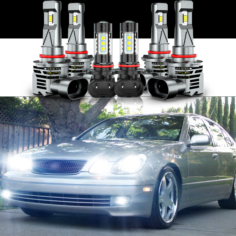 For Lexus GS300 GS400 1998-2005 - 6x 6000K LED Headlights & Fog Light Bulbs Kit