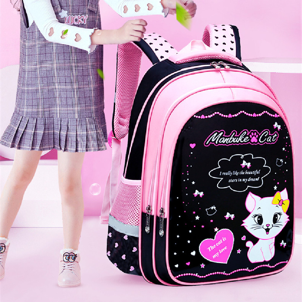 Cute Cat Print Kids Backpack for School-image