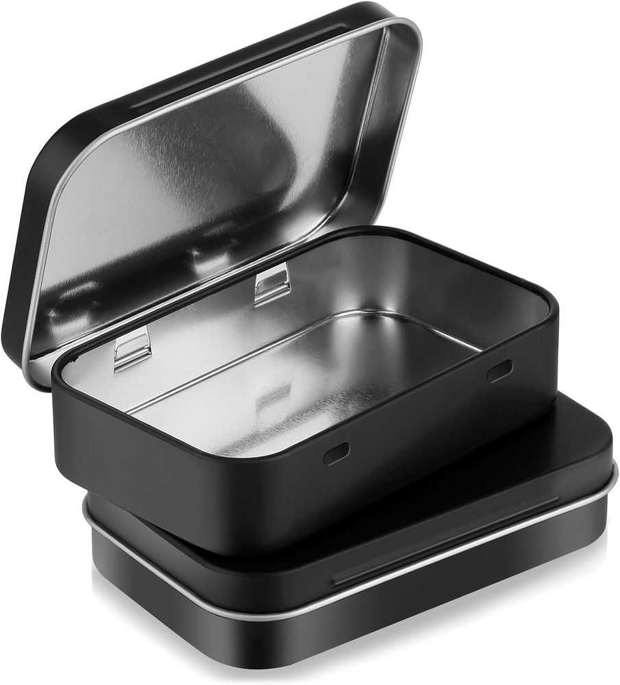 2 Pack Small Tin Box, Metal Rectangular Empty Hinged Tins Metal Tin Box with Lid