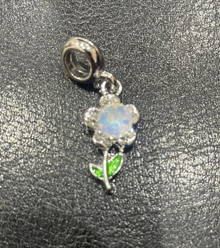 Stylish Mothers Day Crystal Flower Pandora-Inspired Alloy Charm with Free P&P