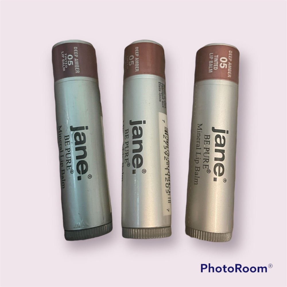 3-Pack JANE Be Pure Mineral Lip Balm in 05 Deep Amber - Sealed