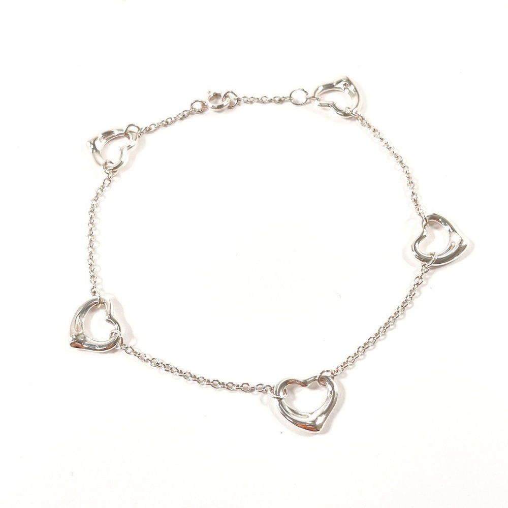 Tiffany Co Elsa Peretti Open Heart 5P 925 Silver Bracelet