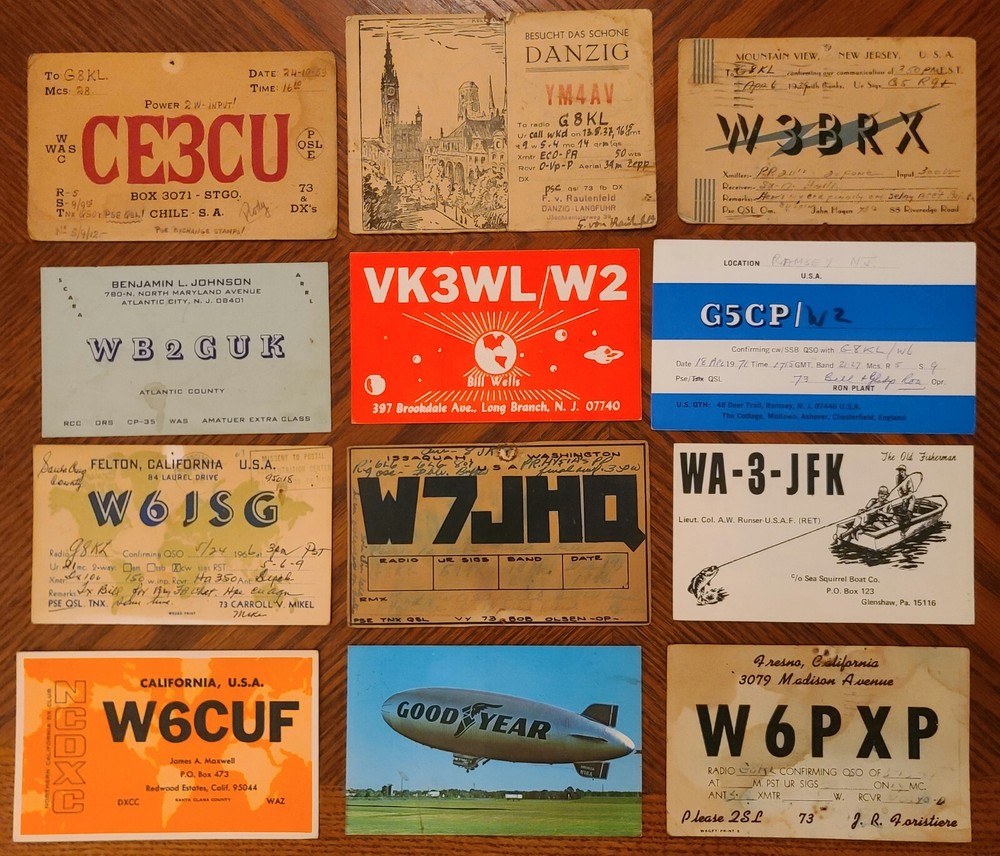 142 Vintage QSL HAM Radio Postcards US & International Collection G8KL