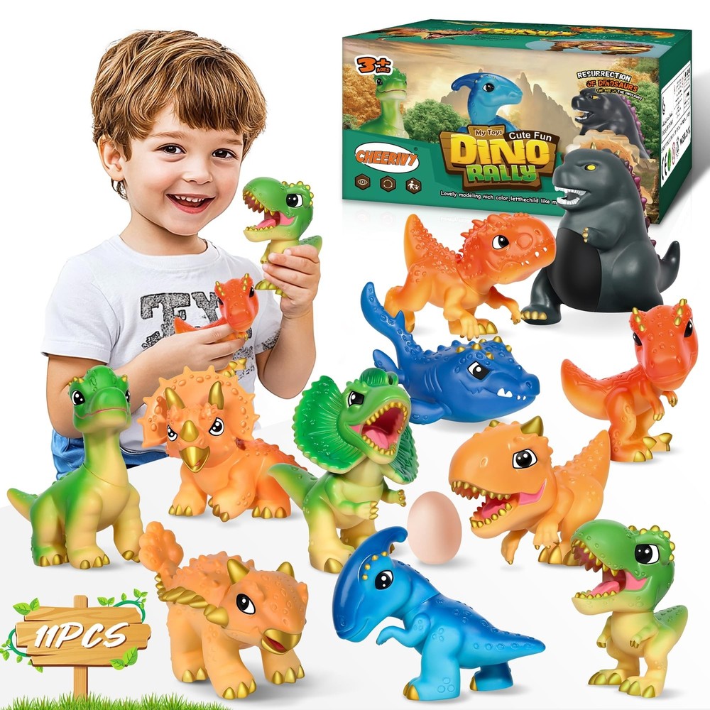 Dinosaur Toys for Kids 3-5, Plastic Dino Toy Set for Boys Age 4-7, 11 Soft Sm...