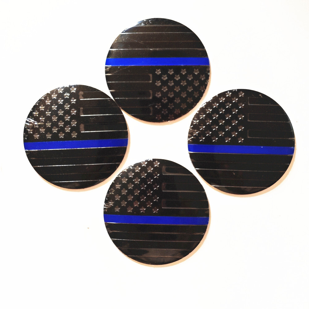 USA Flag WHEEL CENTER STICKER BLUE Black Car Wheel Hub Cover Stickers Cap 56MM