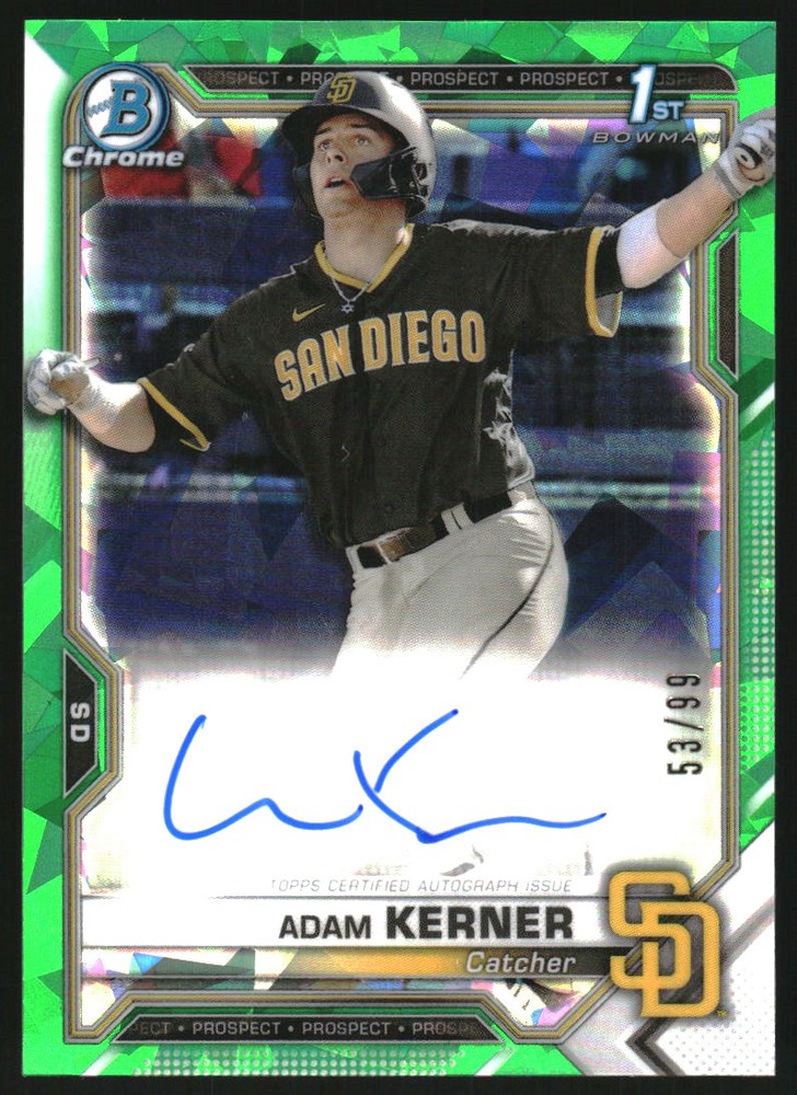 2021 Bowman Chrome Prospect Autographs Green Atomic Refs #CPAAK Adam Kerner /99
