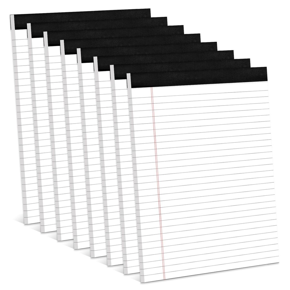8 Pack White Legal Pads 8.5 x 11 Wide Ruled Note Pads 8.5 x 11
