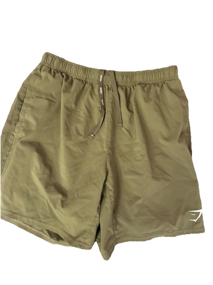 Gymshark Men's Training Shorts Olive Green Drawstring Athletic Gym Shorts Size M