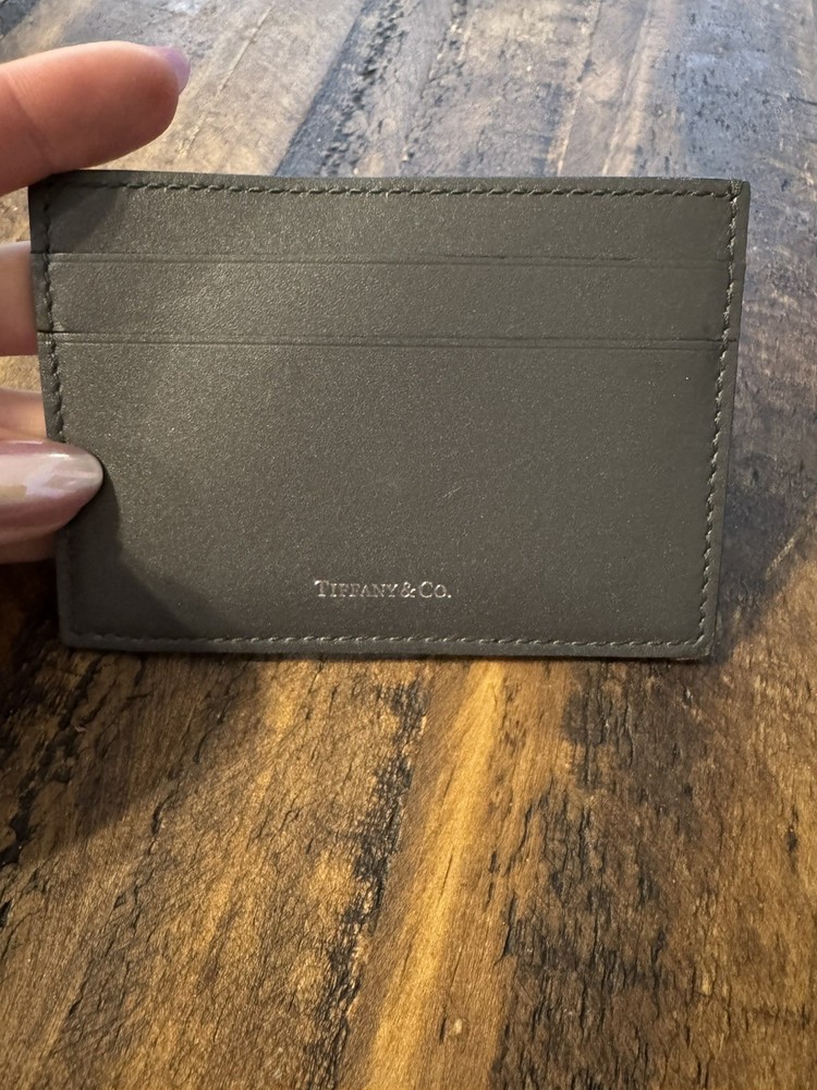 Tiffany & Co. Black Leather Card Case Holder Wallet Pocket Wallet
