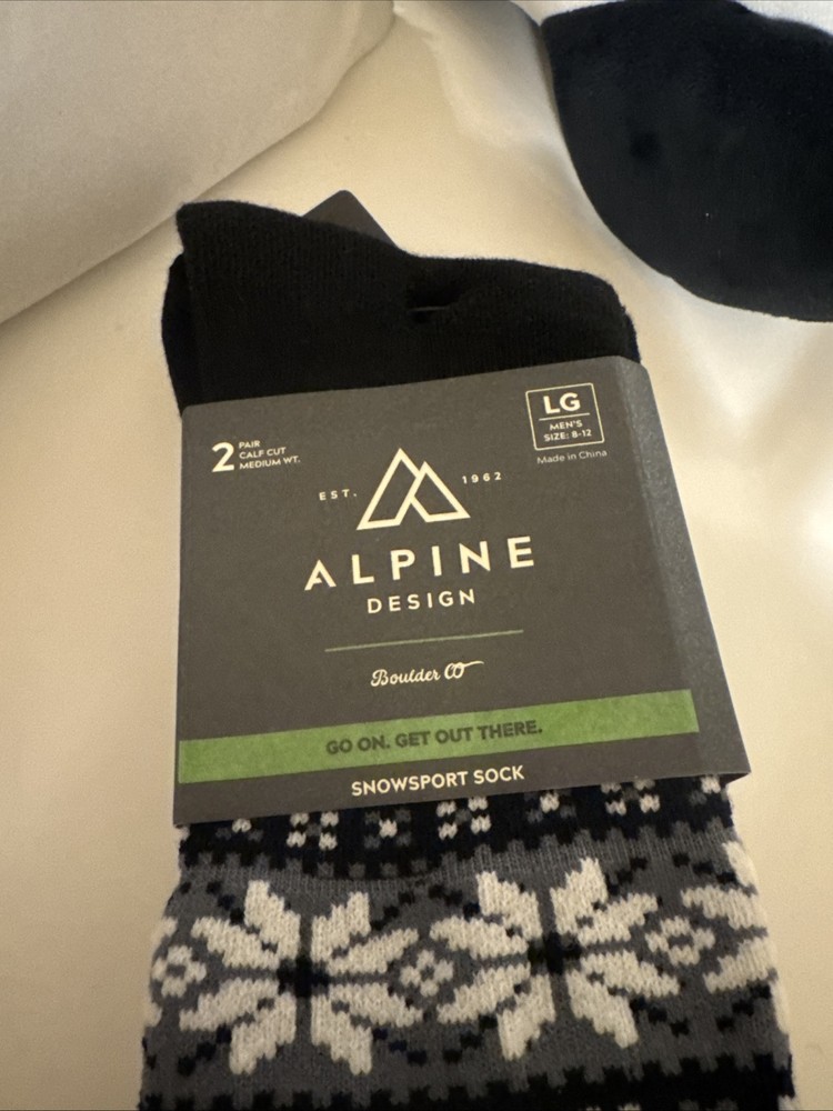 Alpine Design Snowsport Socks for Men Sizes 8-12 Large Winter Performance