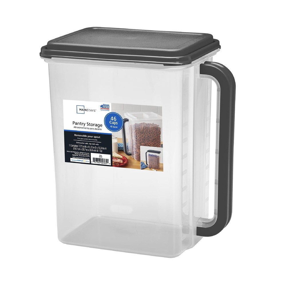 46-Cup Bulk Canister with Dark Gray Lid & Handle for Food Storage