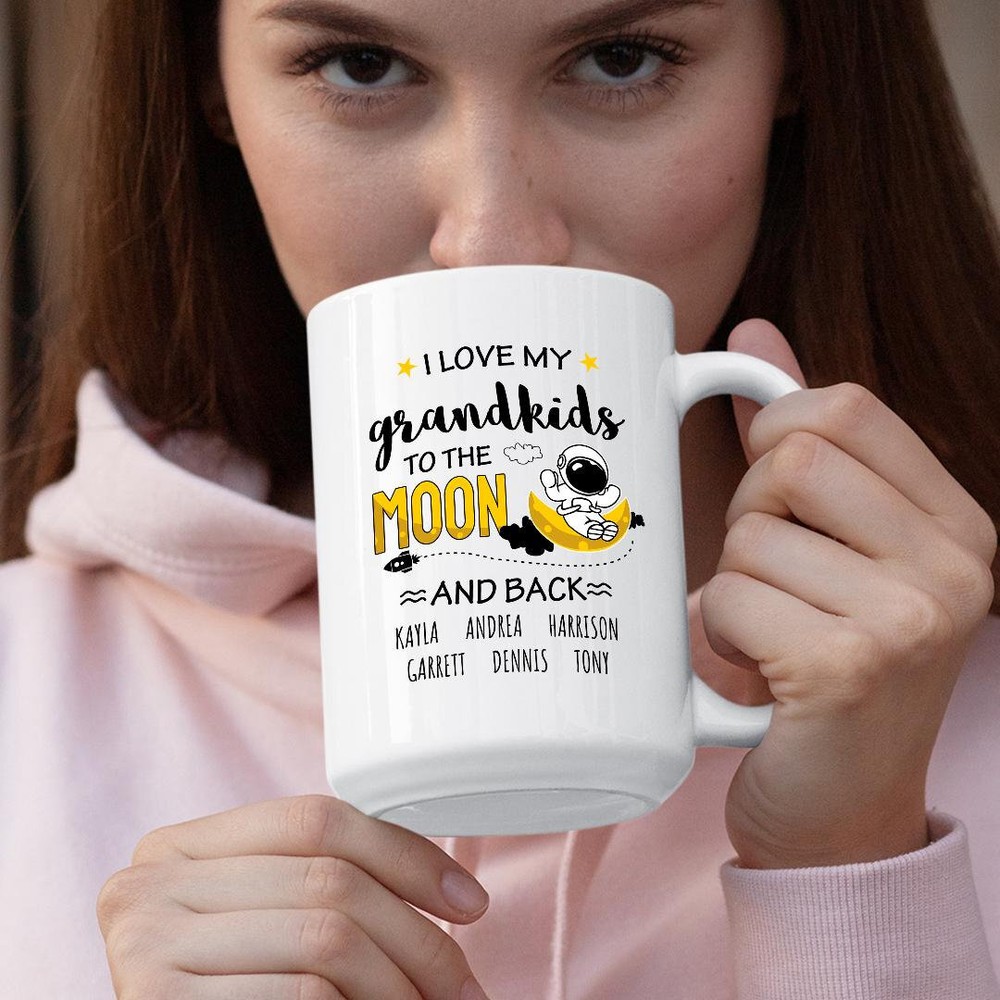 I Love My Grandkids To The Moon And Back Coffee Mug Or Teacup. Appreciation Gift