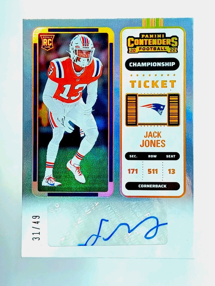 Rookie Auto Rc 2022 Contenders Prizm Jack Jones Ssp Football Card 10 Case Hit 1