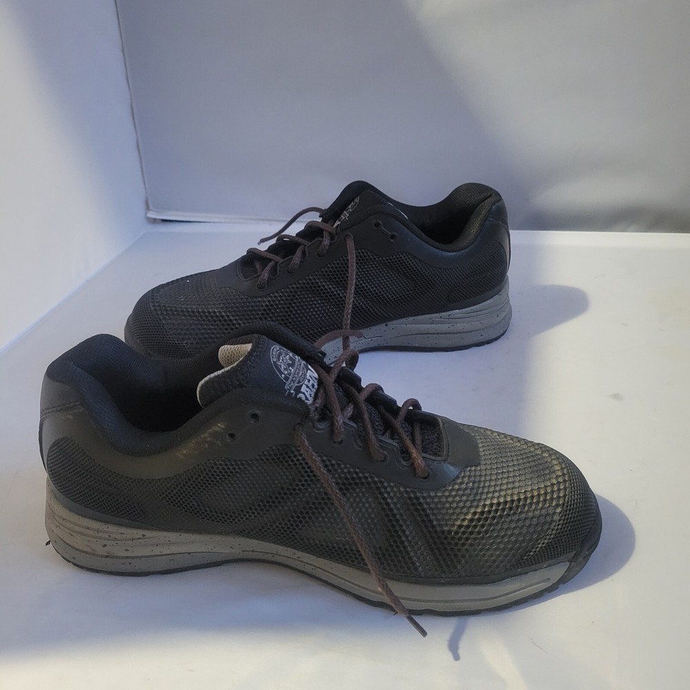 Brahma Safety Shoes Men's 9.5 Black Adan Steel Toe Slip Resistant Lace Up Work