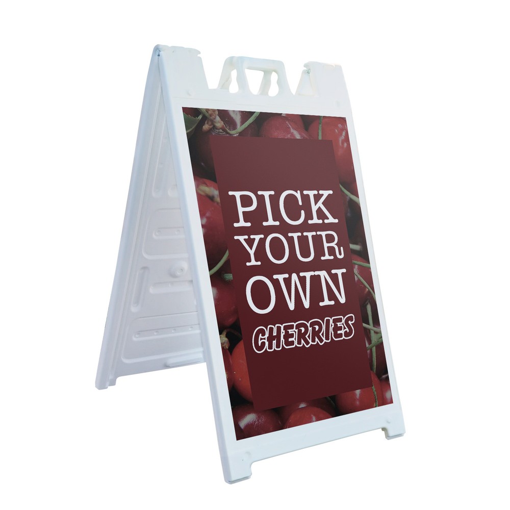 Pick Your Own Cherries Heavy Duty A-Frame Sidewalk Sign Sweet Juicy Seasonal