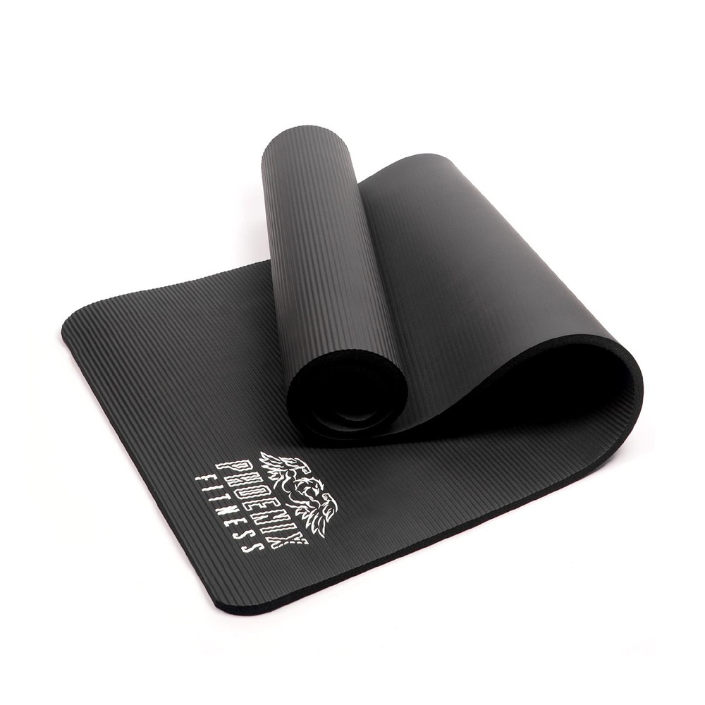 Phoenix Fitness NBR Yoga Mat - 15mm Extra Thick Exercise with Carry Strap Non
