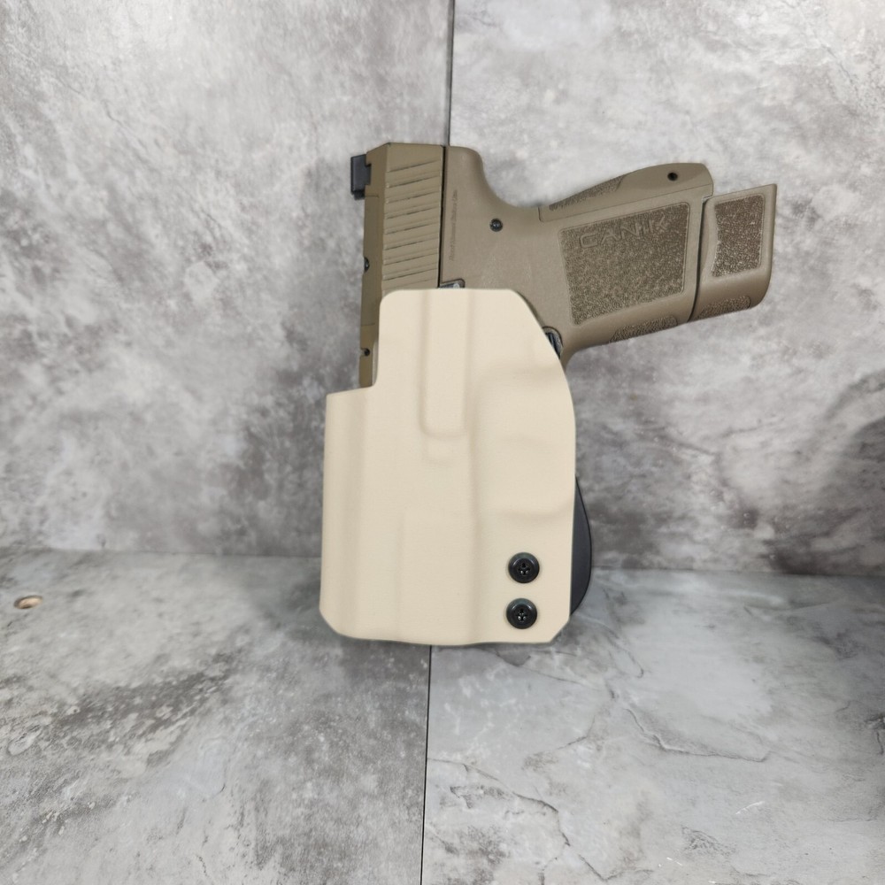 Desert Tan Paddle Holster – Custom Fit for Your Firearm Model