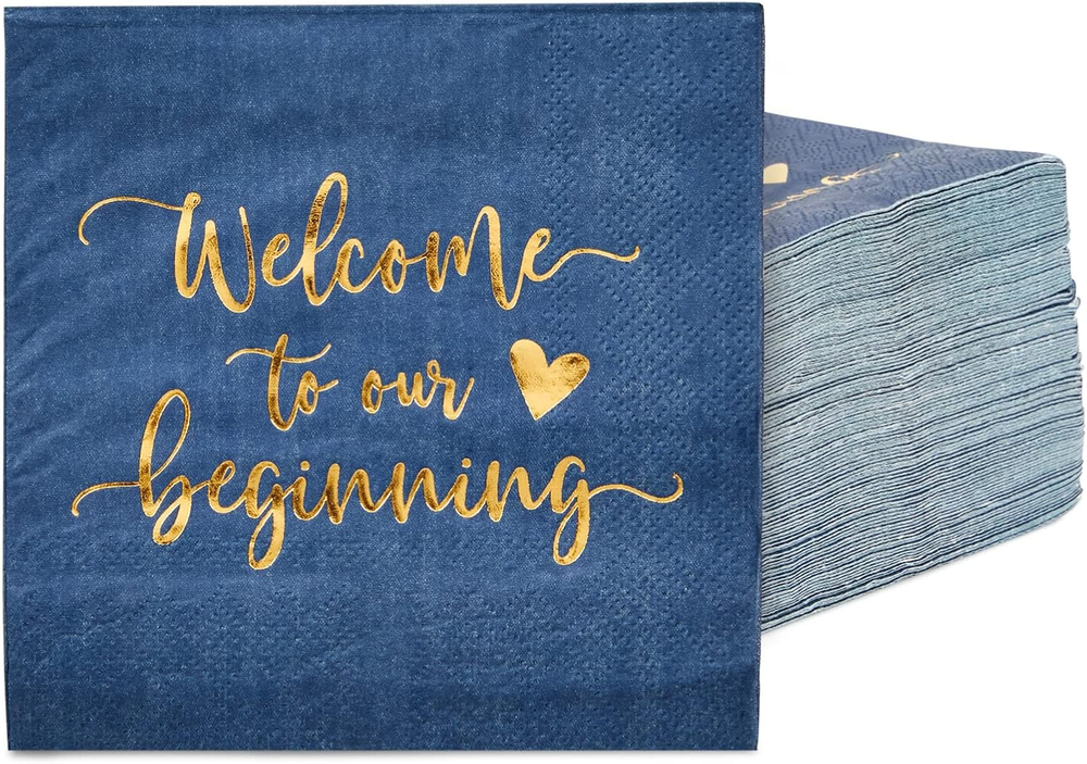 100-Pack Navy Blue Wedding Cocktail Napkins Bulk for Sparkling Reception