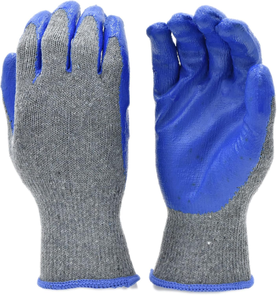 3108-10 String Knit Work Gloves with Latex Palm & Nitrile Coating for Grip & Durability