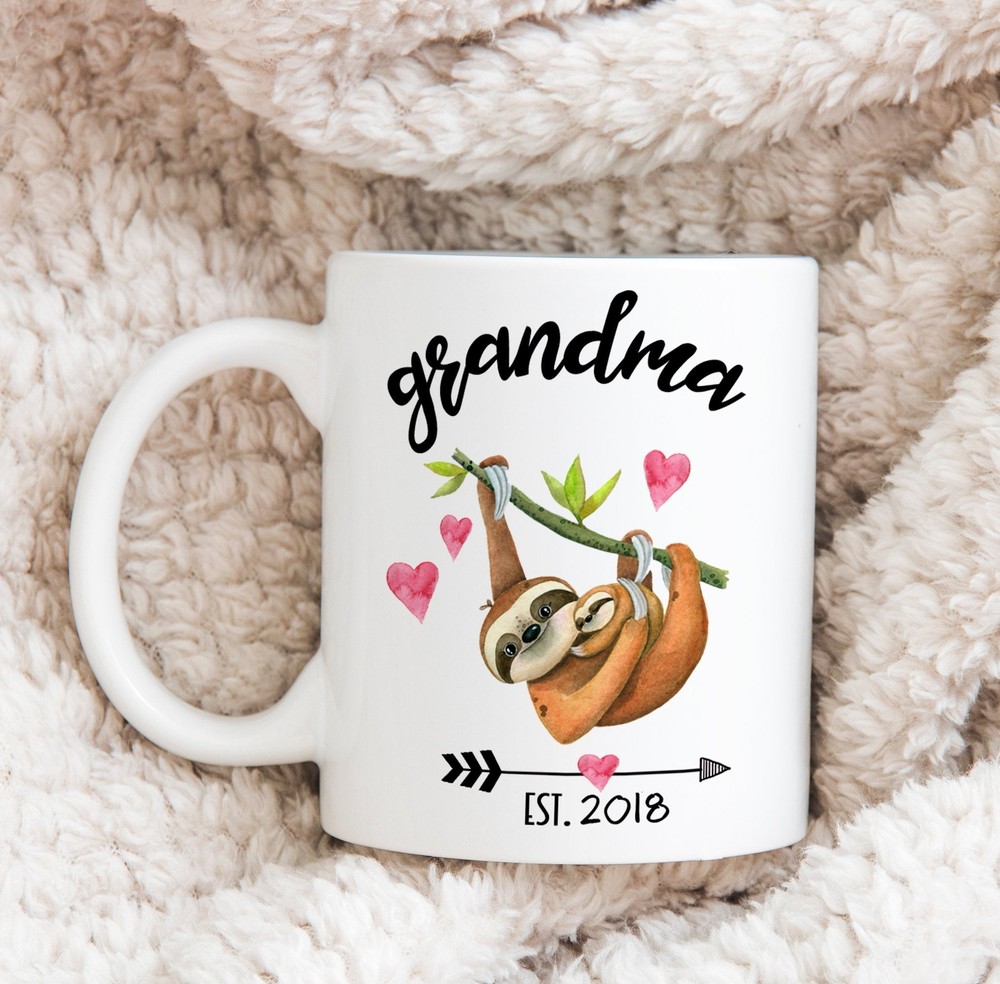 Custom Grandma Sloth Mom Mug Cute Birthday Gift For Grandmom New Grandmother