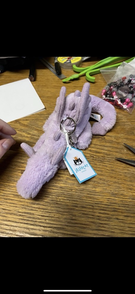 Lavender Dragon Keychain Bag Charm by Jellycat