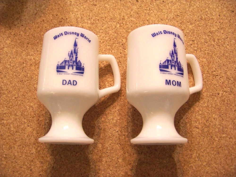 Disney World Mom and Dad ceramic pedestal mugs set