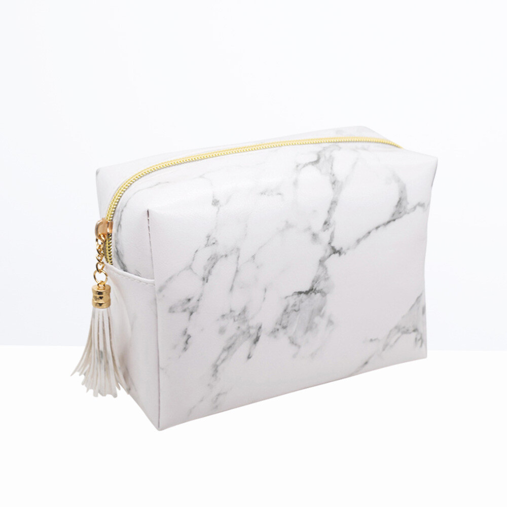 Large Capacity Marble Texture Cosmetic Bag Makeup Pouch Organizer Case Portable